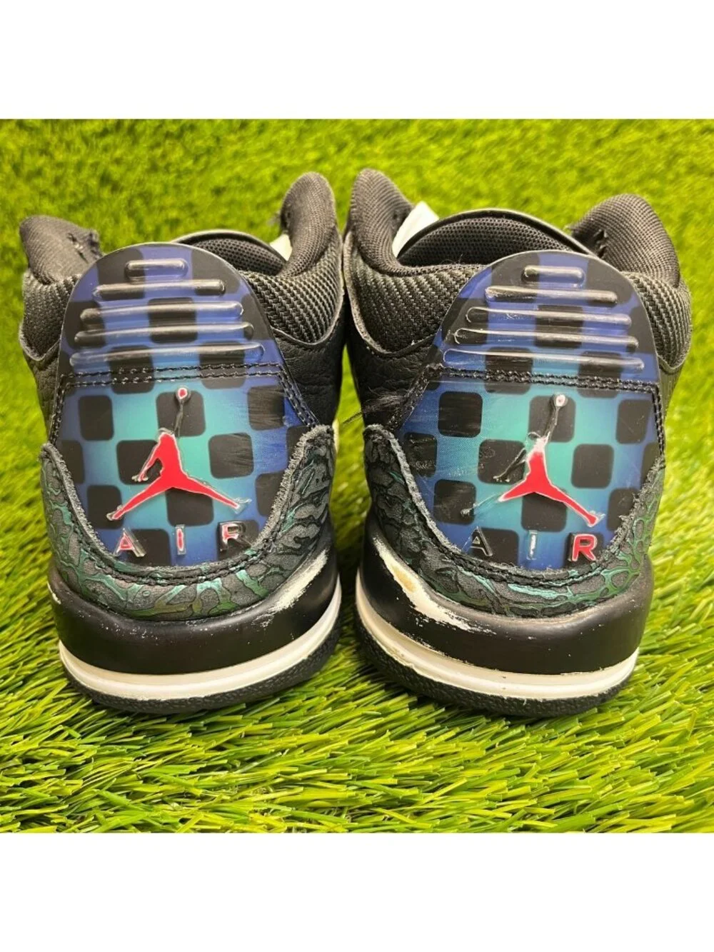 Nike Air Jordan 3 Retro Moto Boys Size 6Y Black Green Athletic Shoes Sneakers